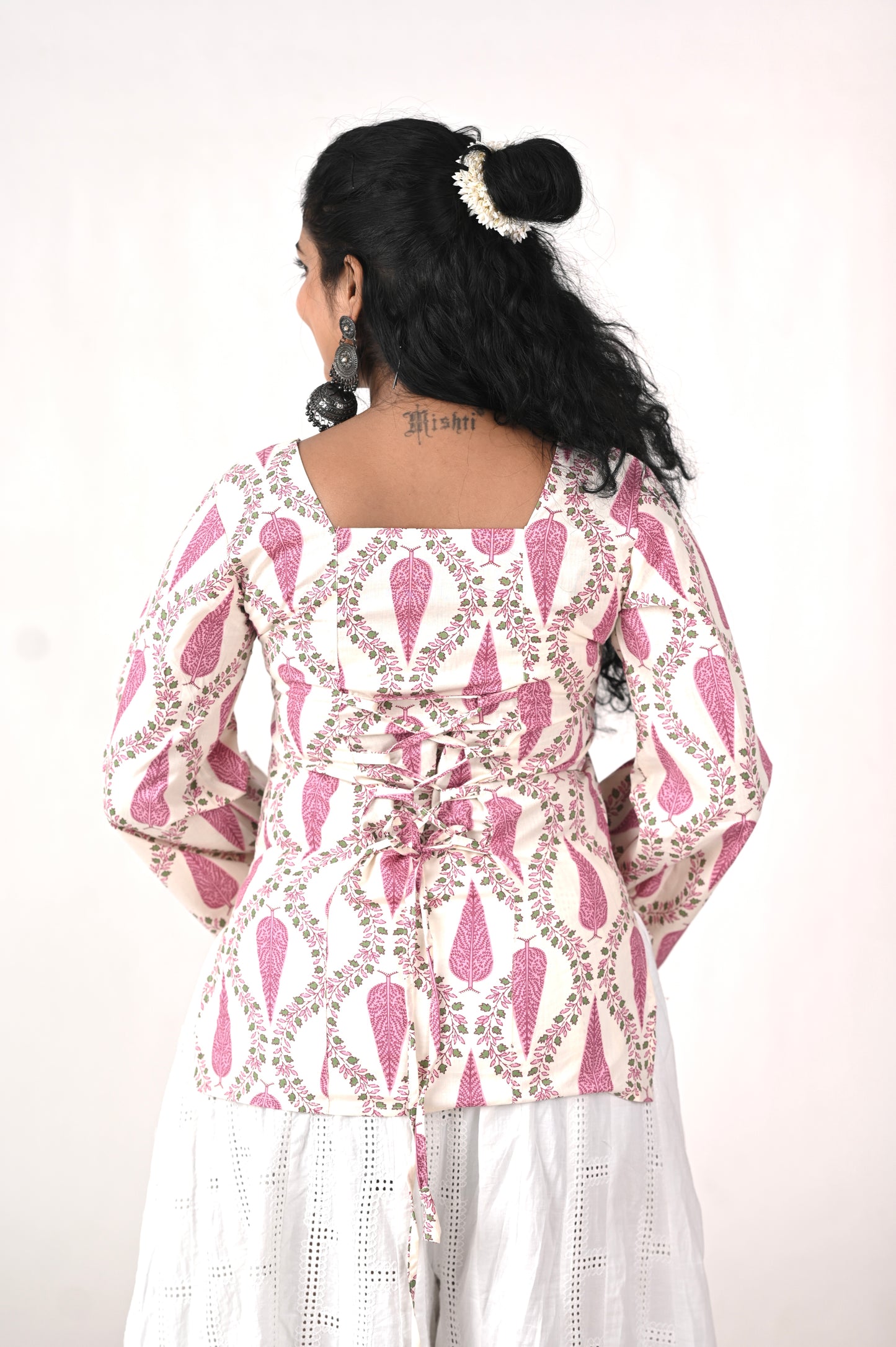 Pink white Printed jaipur cotton kurti for women🪷