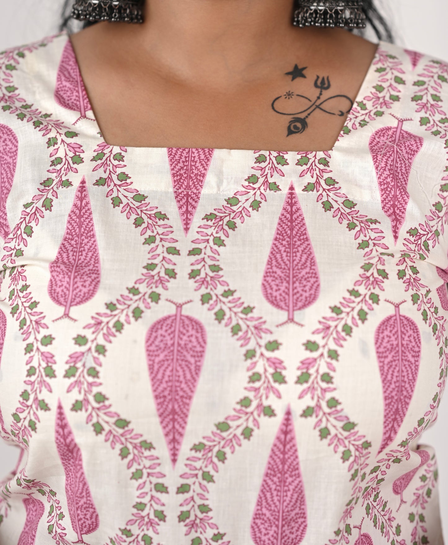 Pink white Printed jaipur cotton kurti for women🪷