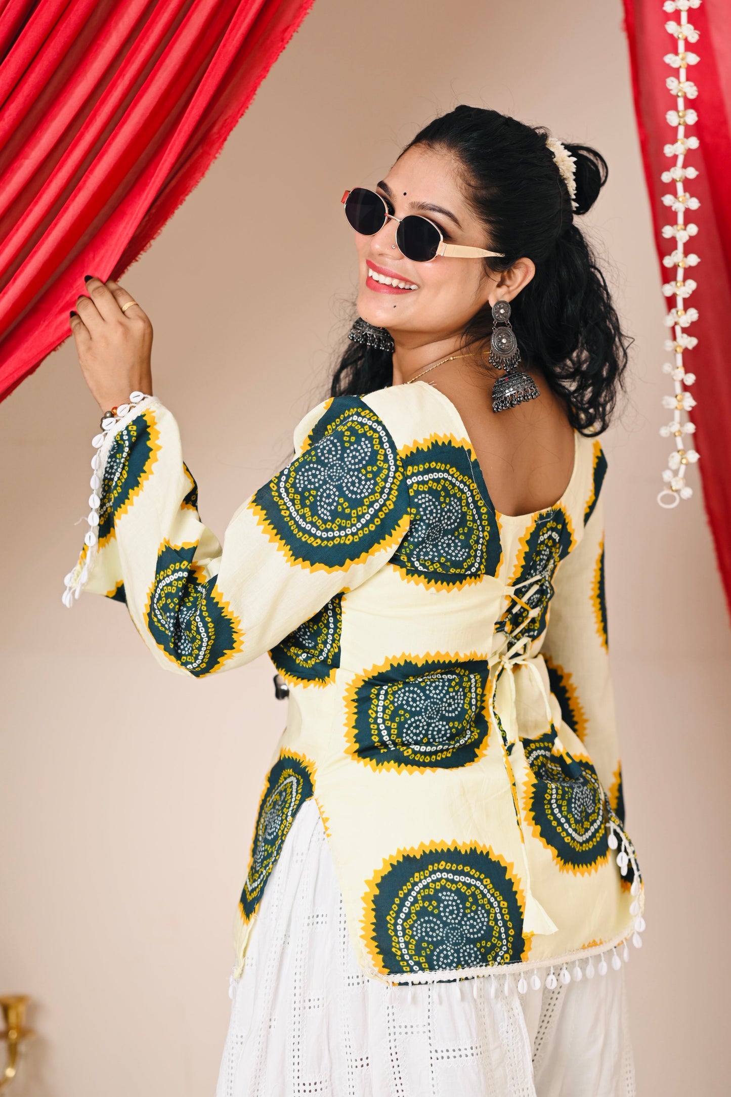 “Vanya: Lemon Green Bandhani Kurti 💛”